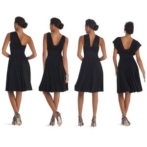 WHBM Genius 4-way Convertible Fit & Flare Black Dress Petites 00
